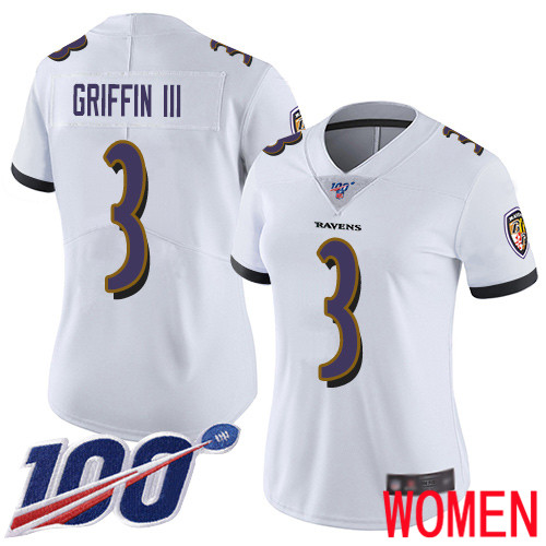 Baltimore Ravens Limited White Women Robert Griffin III Road Jersey NFL Football #3 100th Season Vapor Untouchable->women nfl jersey->Women Jersey
